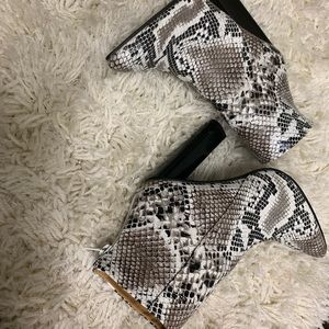 Snake print booties